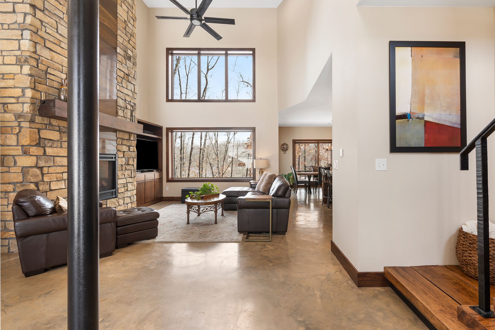 An ICF home living room with a custom slab on grade foundation with radiant floor heat | Rogers, AR