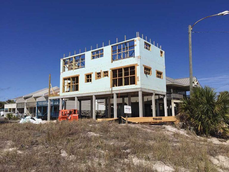 An ICF house is being built on stilts on the beach- ICF houses for disaster prone areas- Branson MO