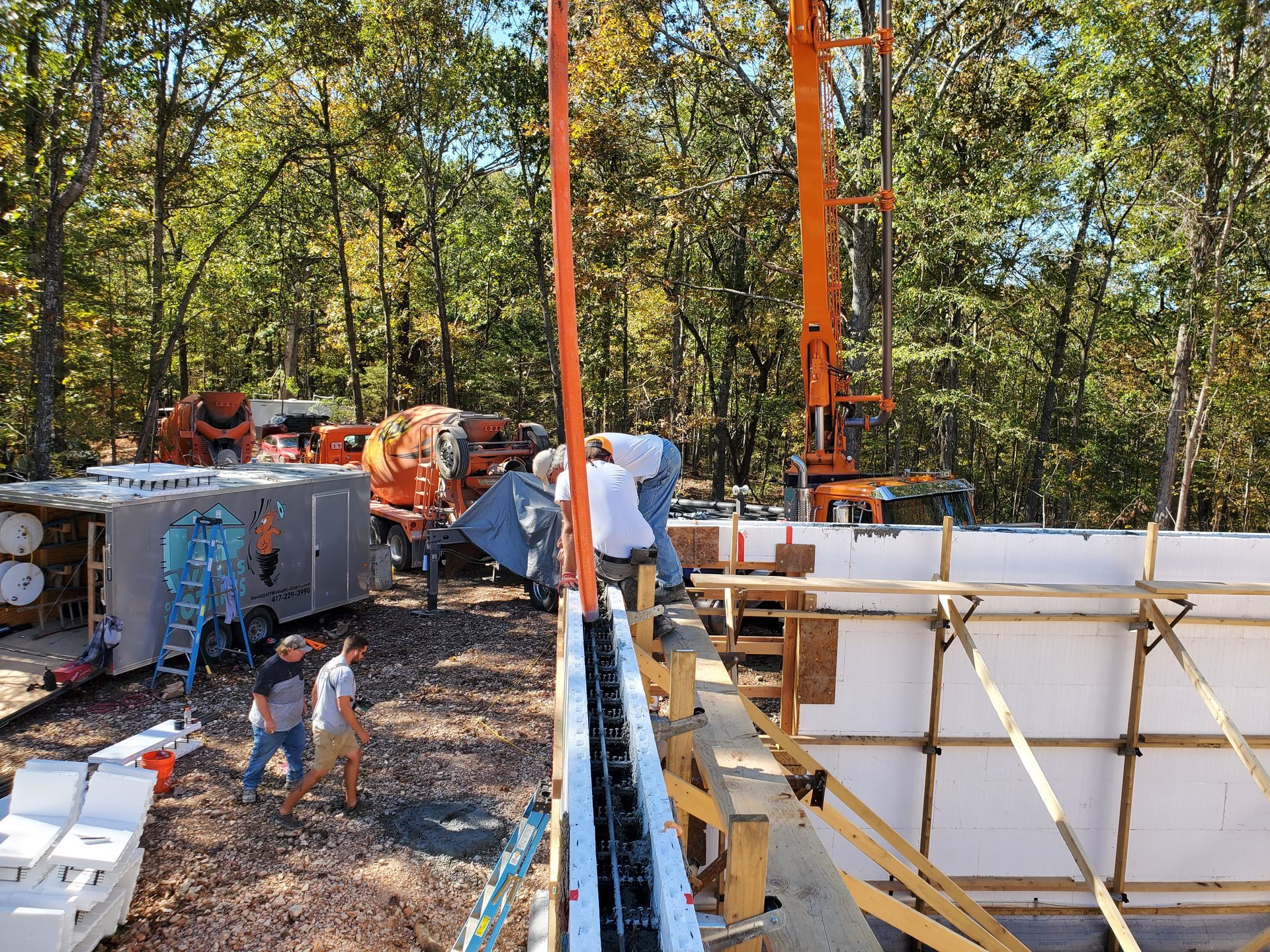 ICF walls being filled with rebar and concrete | Sparta, MO