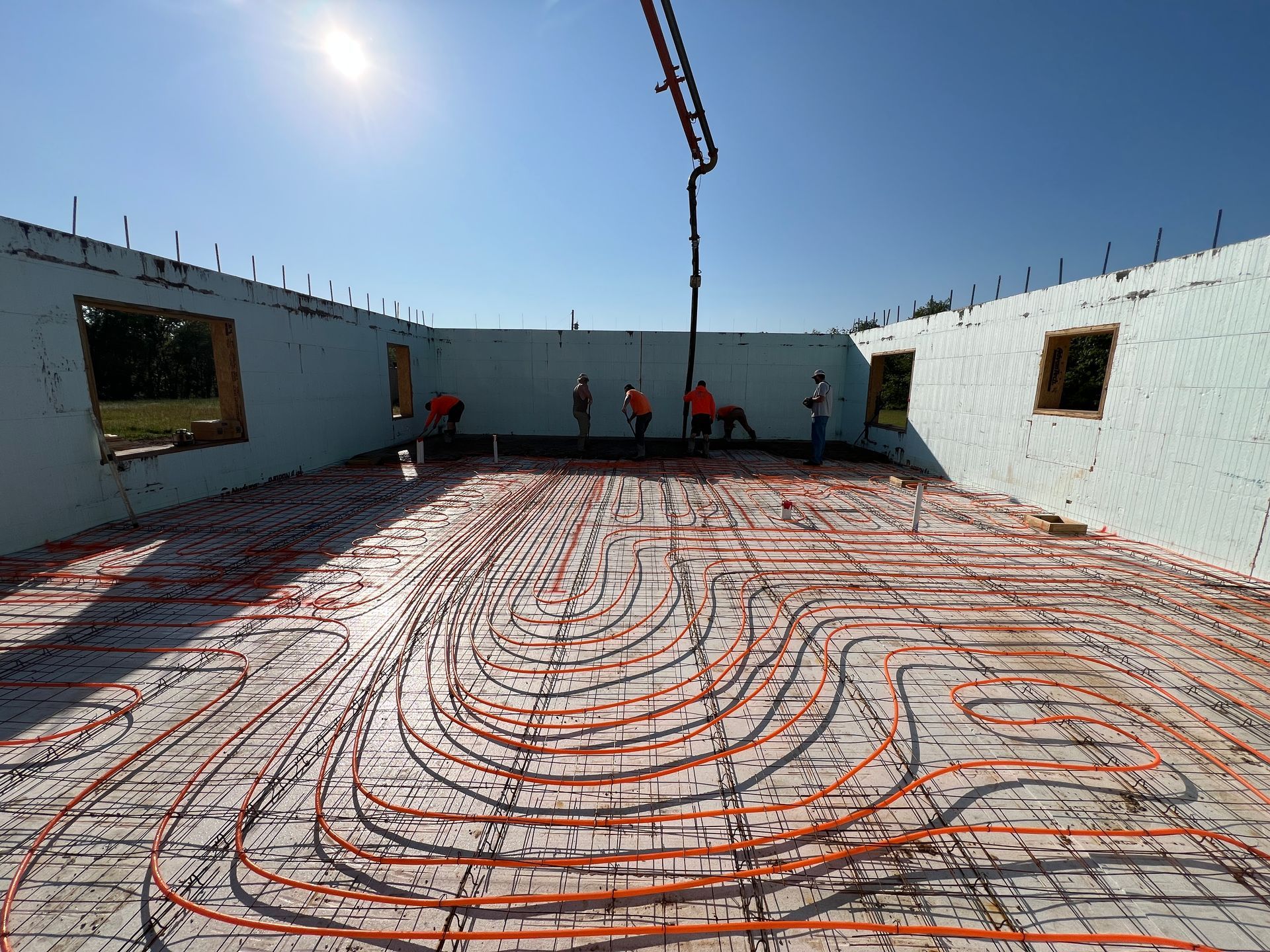 Radiant floor tubing installed in ICF home slab foundation | Mountain Grove, MO