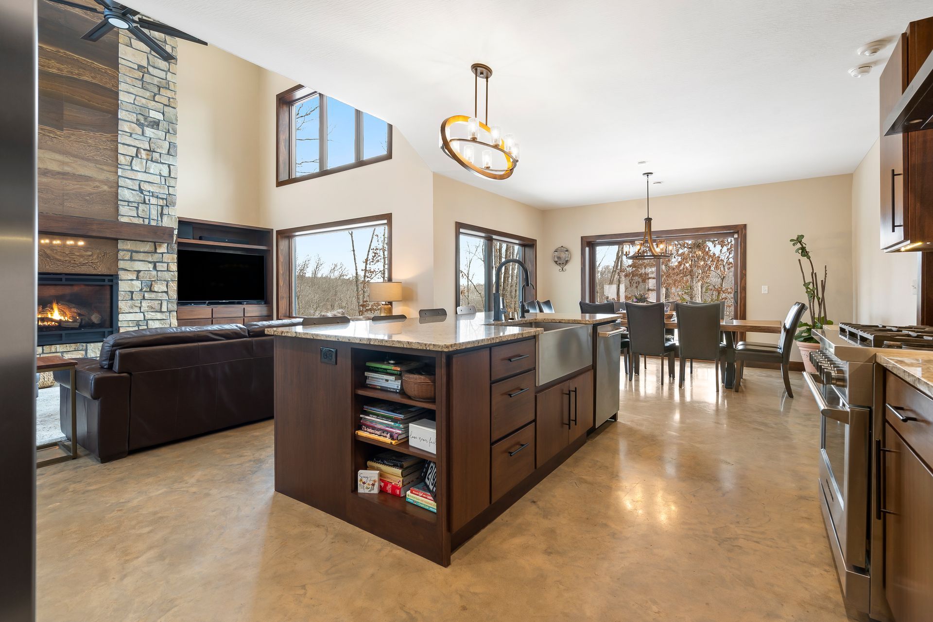 ICF custom home with concrete floors and kitchen island | Rogersville, MO