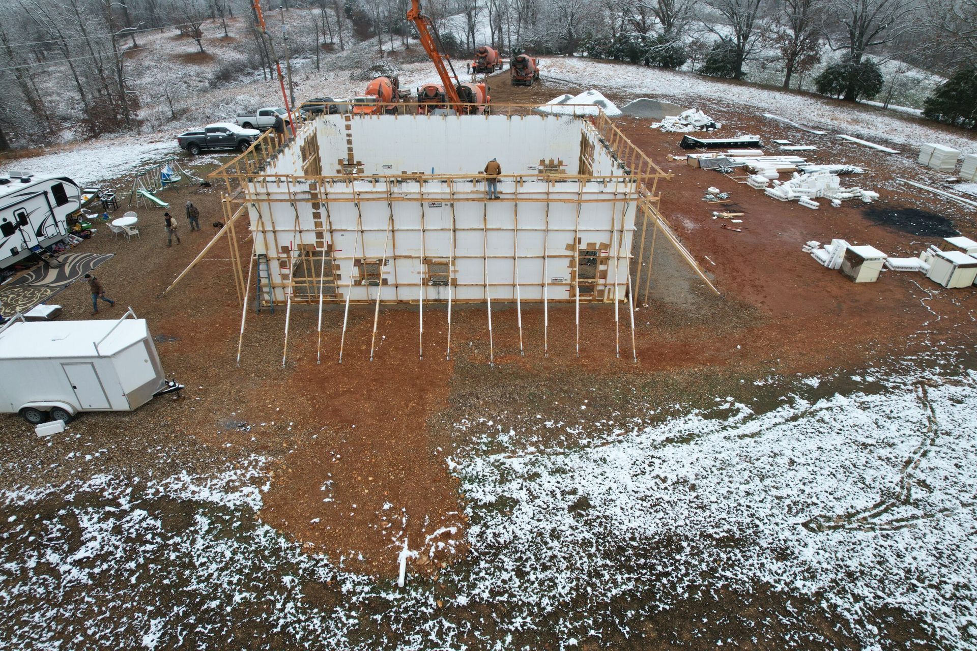 During ICF footer and wall installation in branson and st. louis mo