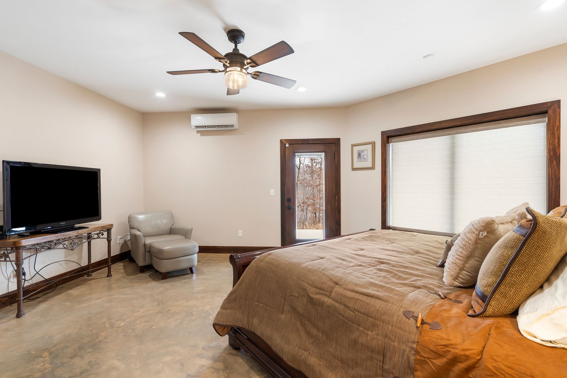 Insulated concrete form custom home bedroom with ductless mini split HVAC | Springfield, MO