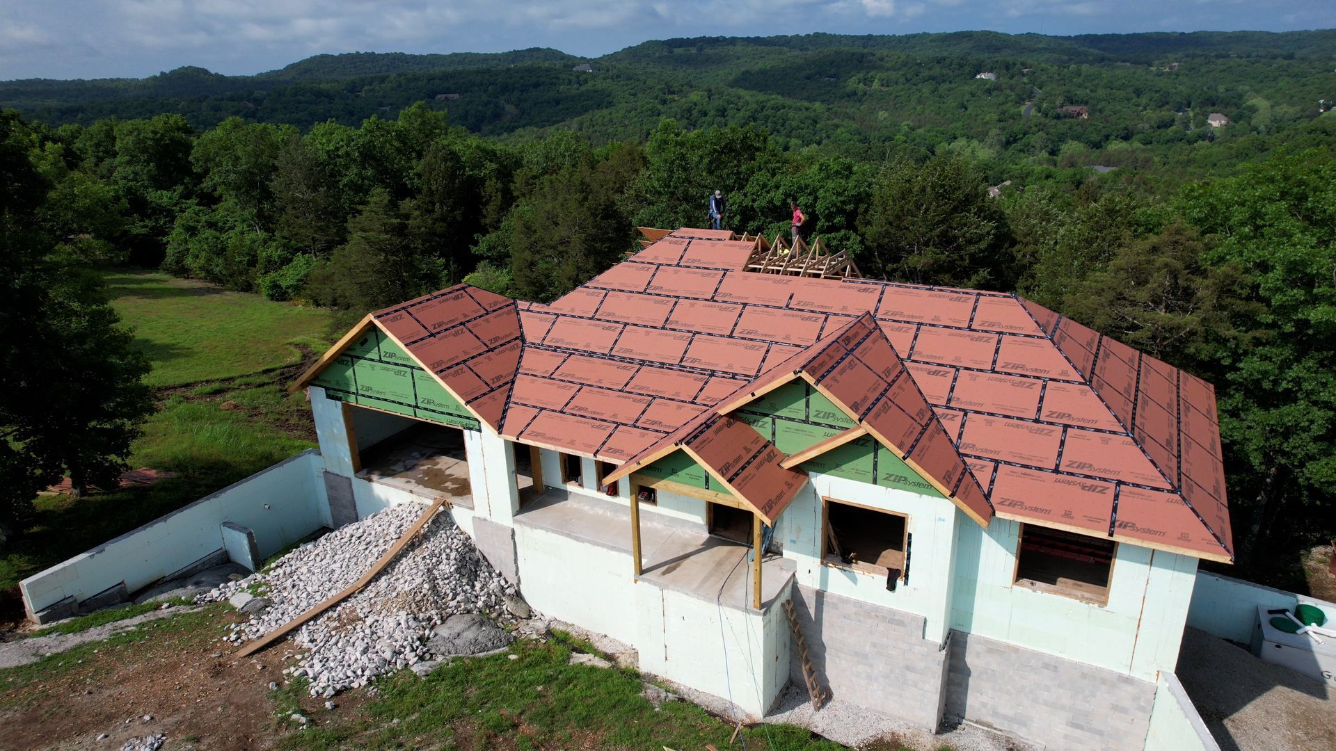 An aerial view of an ICF house under construction | Storm resistant homes in Fayetteville AR