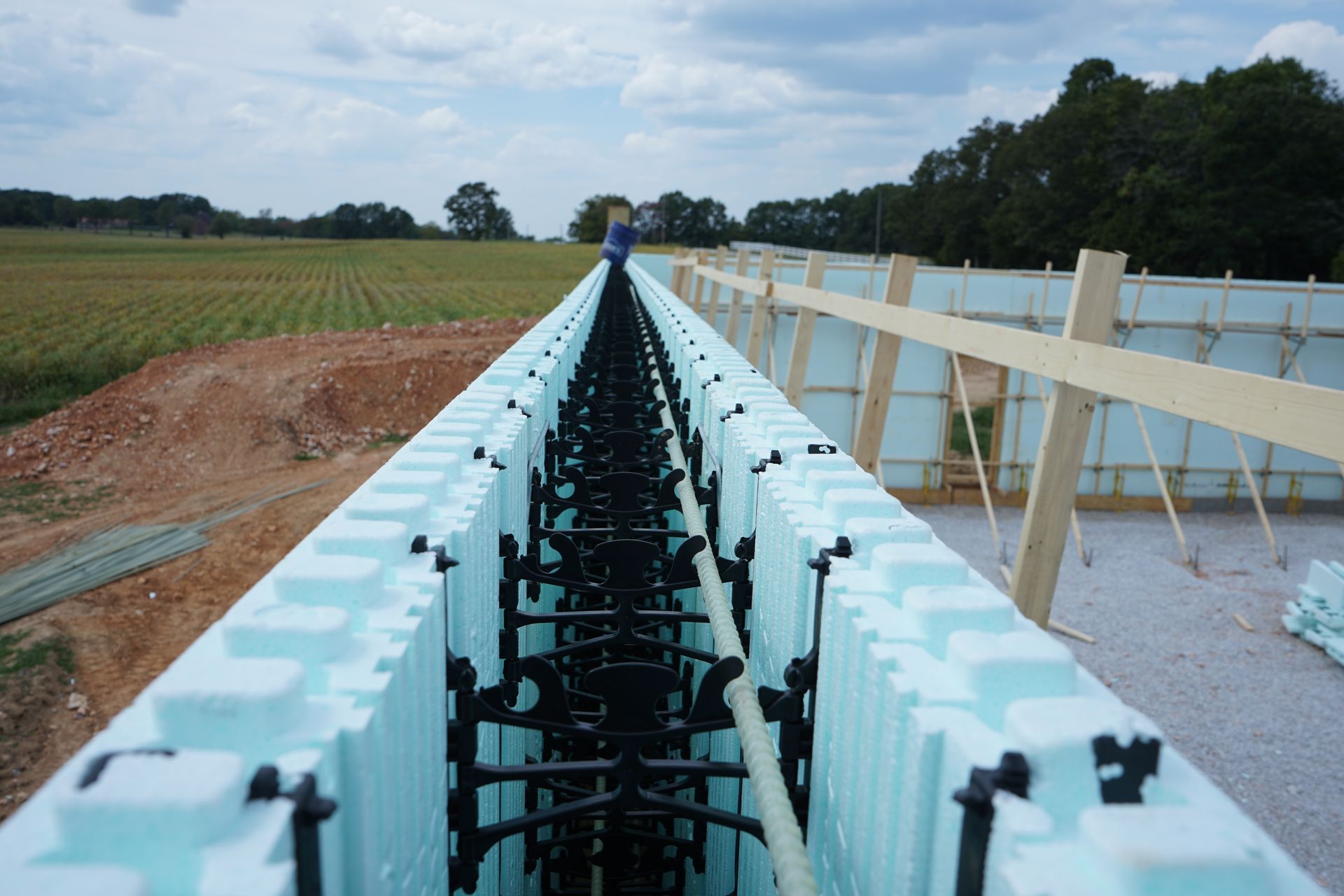 Close up view of ICF block in ICF home being built in Ozark, Missouri