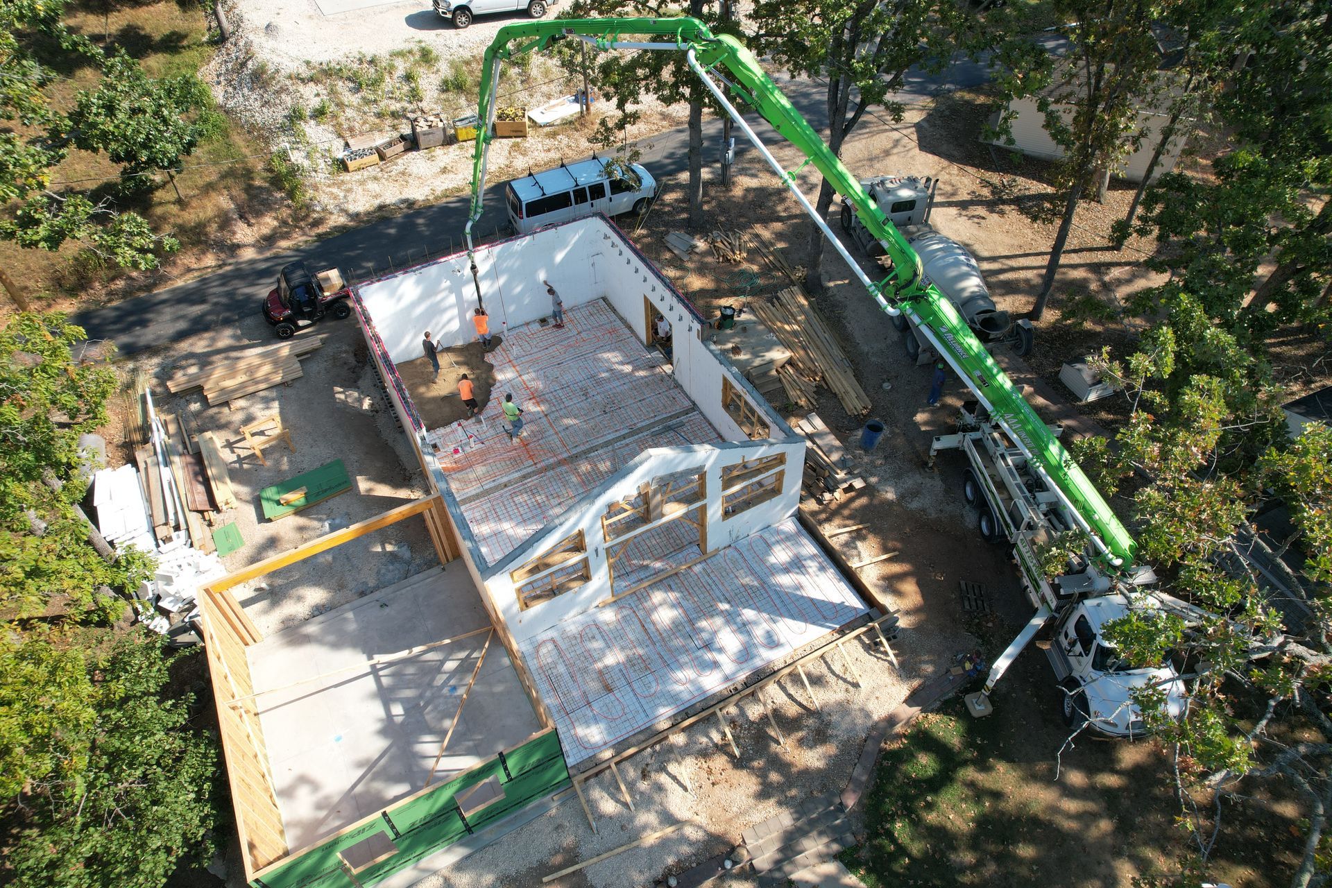 Slab on grade foundation with radiant floor heat in custom ICF home | Gravois Mills, MO