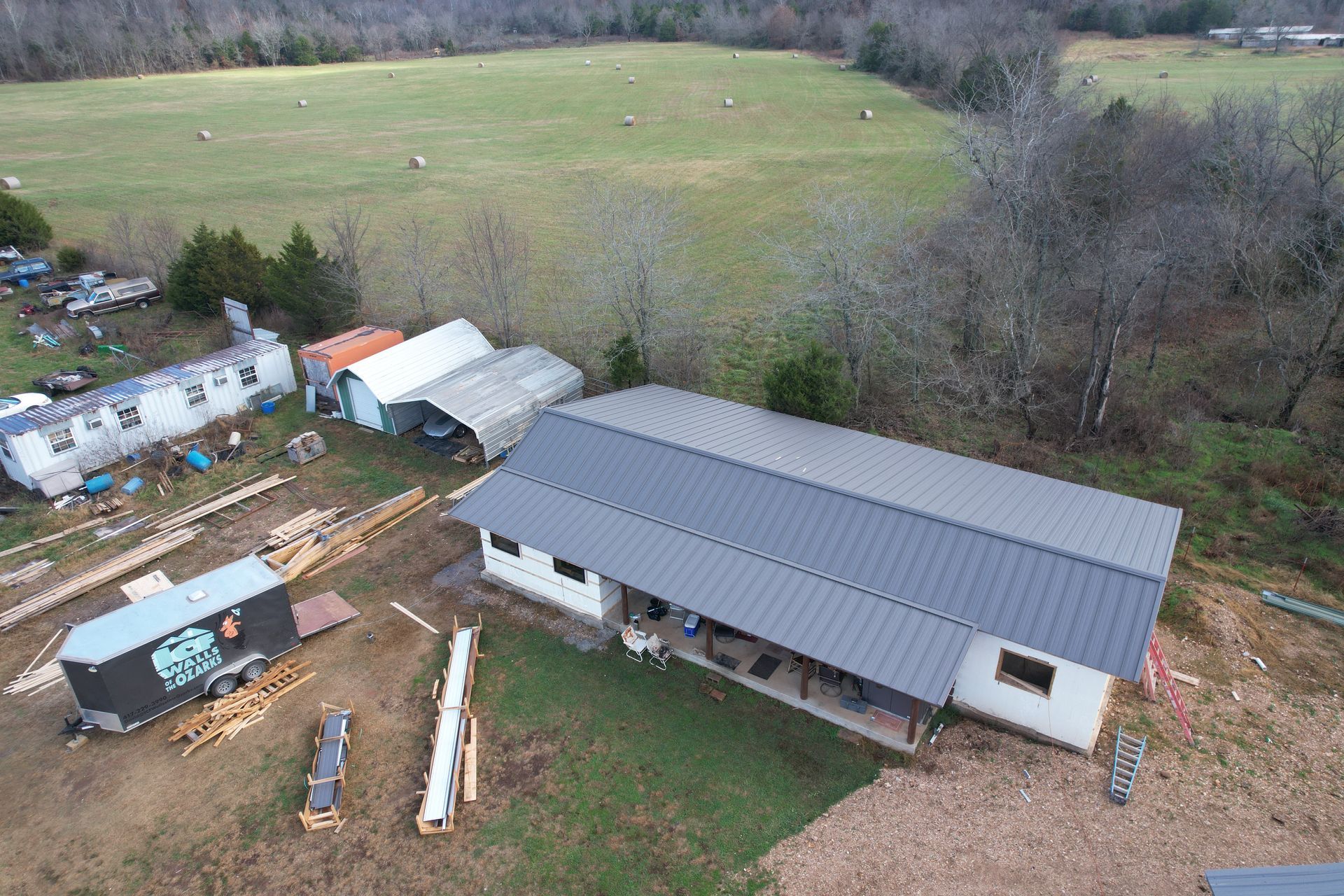 Insulated concrete form home addition with standing seam hidden fastener steel roof | Alpena, AR