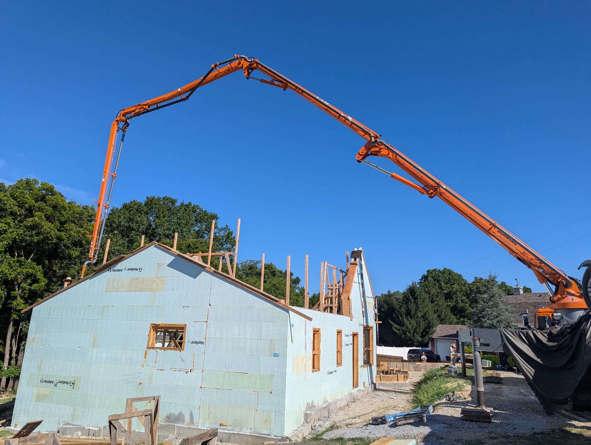 ICF walls being filled with concrete | Blue Eye, MO