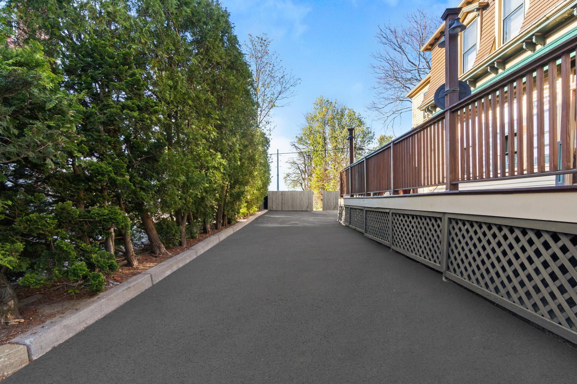 a coffee exchange store with a redone driveway
