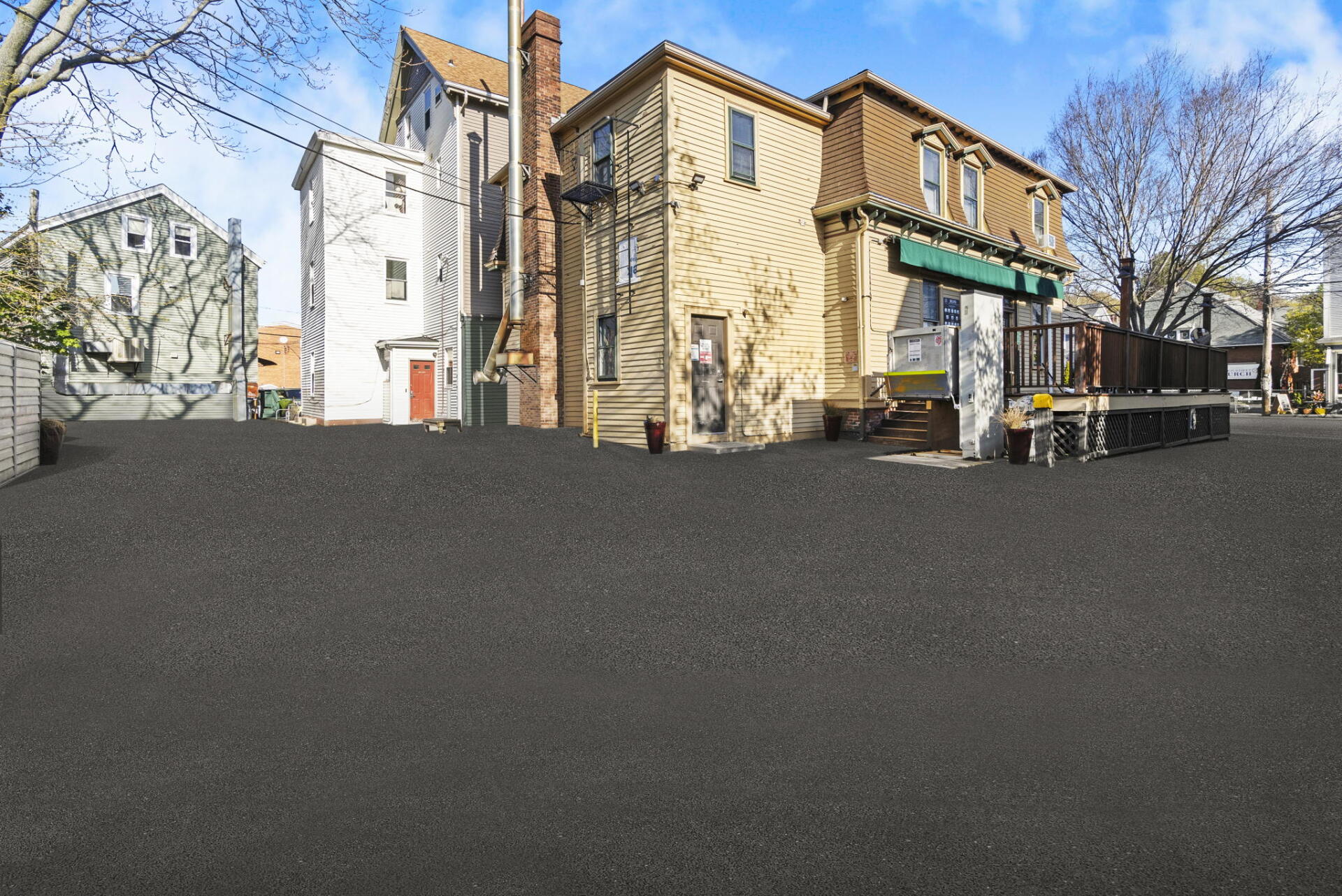 a coffee stores' parking lot paved