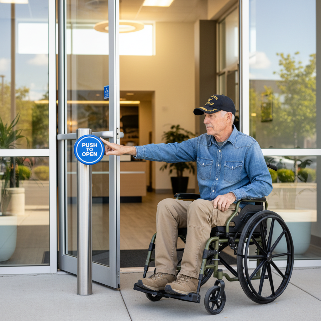 Single garage door safety sensor receptor eye, designed to halt door operation when the beam is interrupted.