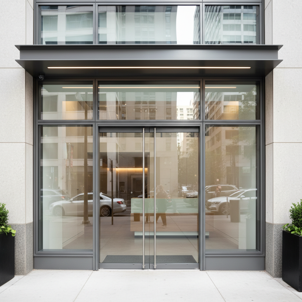 Exterior view of a house with brown and gray paint standing along a road.