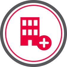 building with add icon