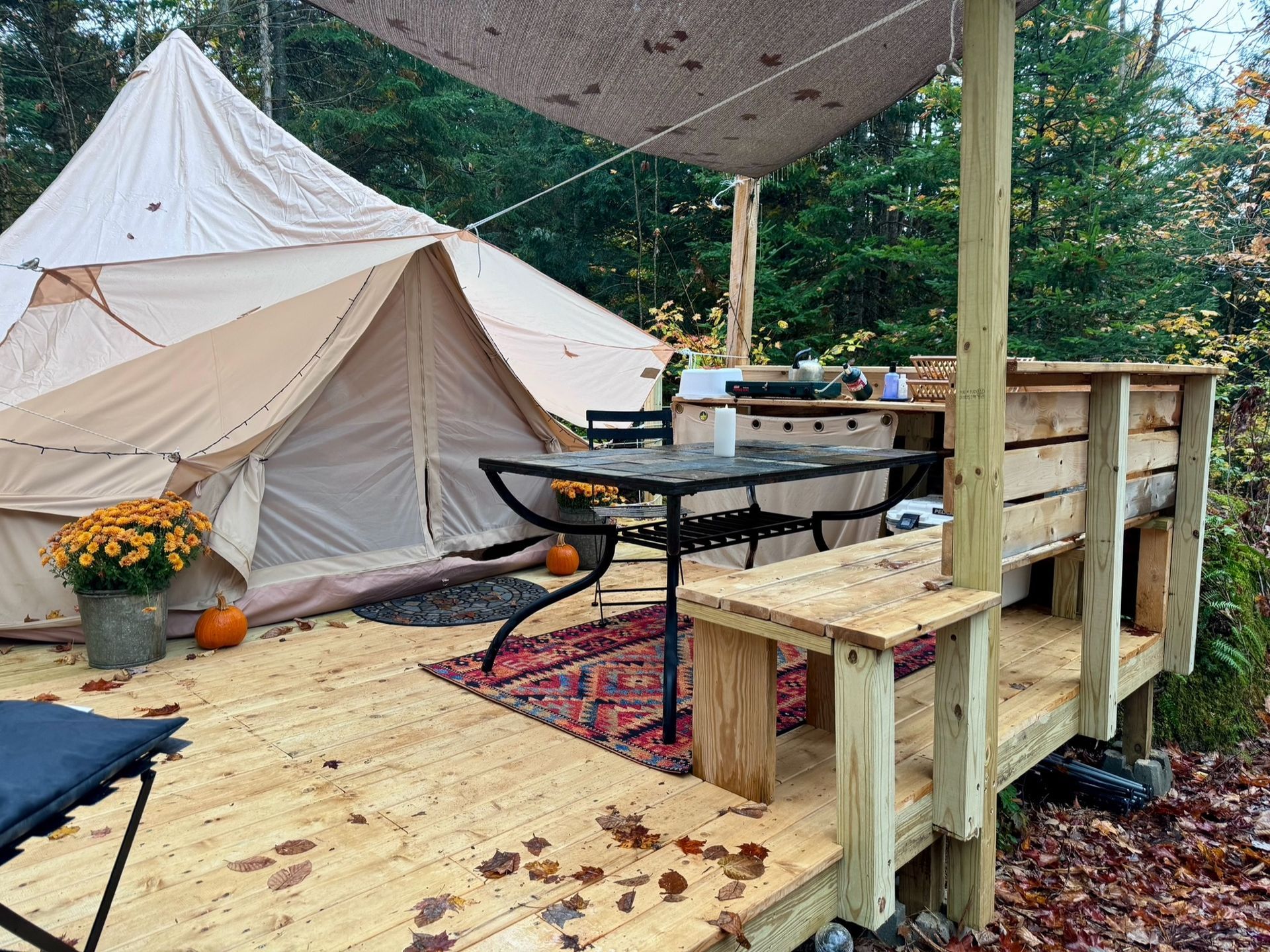 The Pebble Tent - a glamping experience in the Northern Vermont Woods