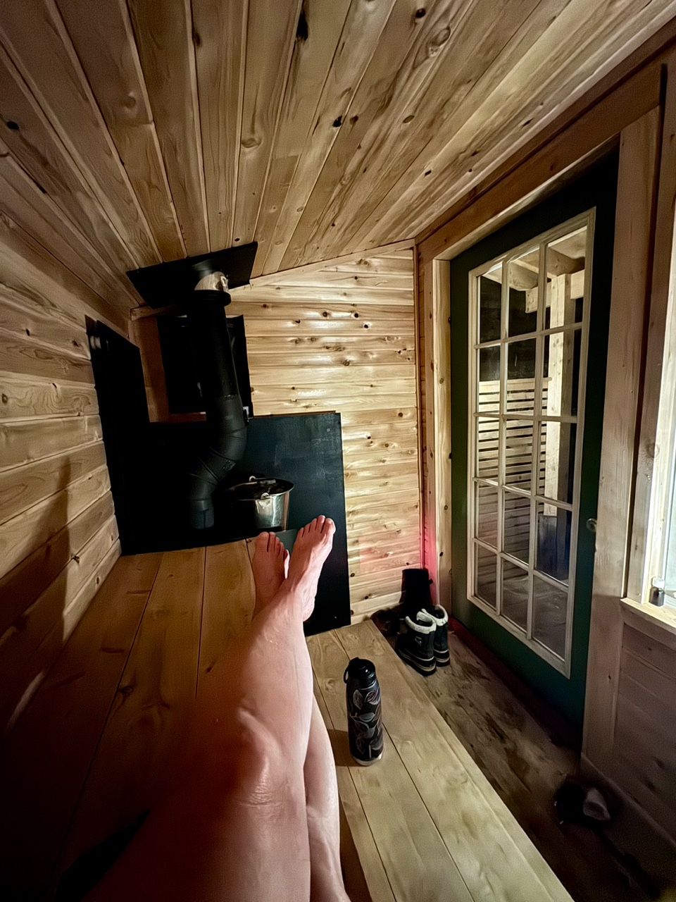 The inside of the sauna