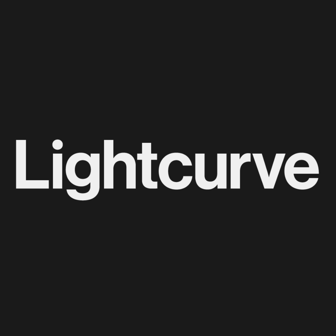 Lightcurve logo on a black background; white text.