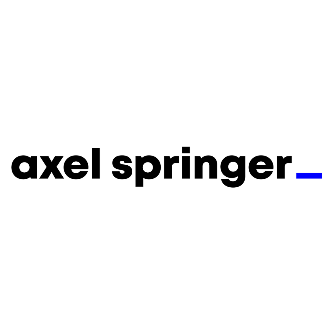 Axel Springer logo: black text on white background, blue underscore.