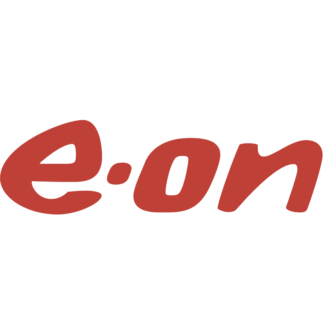 E.on logo in red cursive font.