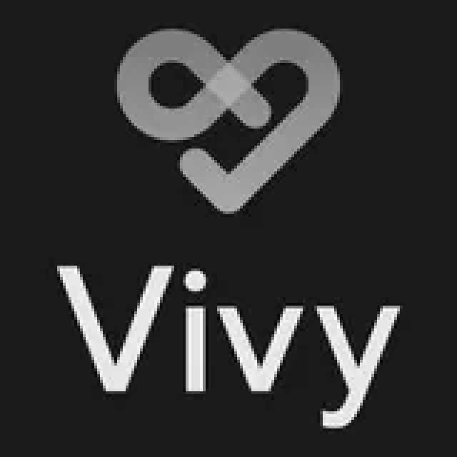 Vivy logo: white infinity-heart symbol over the name 