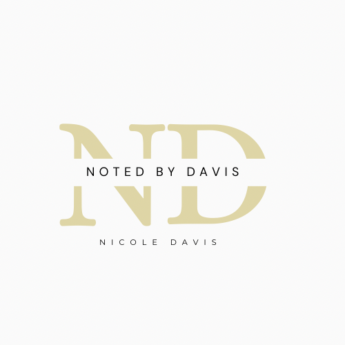 A logo for a company called noted by davis by nicole davis.
