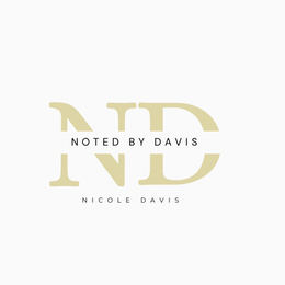 A logo for a company called noted by davis by nicole davis.