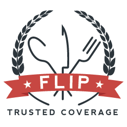 A logo for flip that says trusted coverage