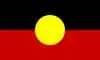 Australian Aboriginal Flag: Black top, red bottom with a yellow sun in the center.