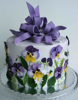 Cake Decorated with Pansies Cake Decorated with Pansies
