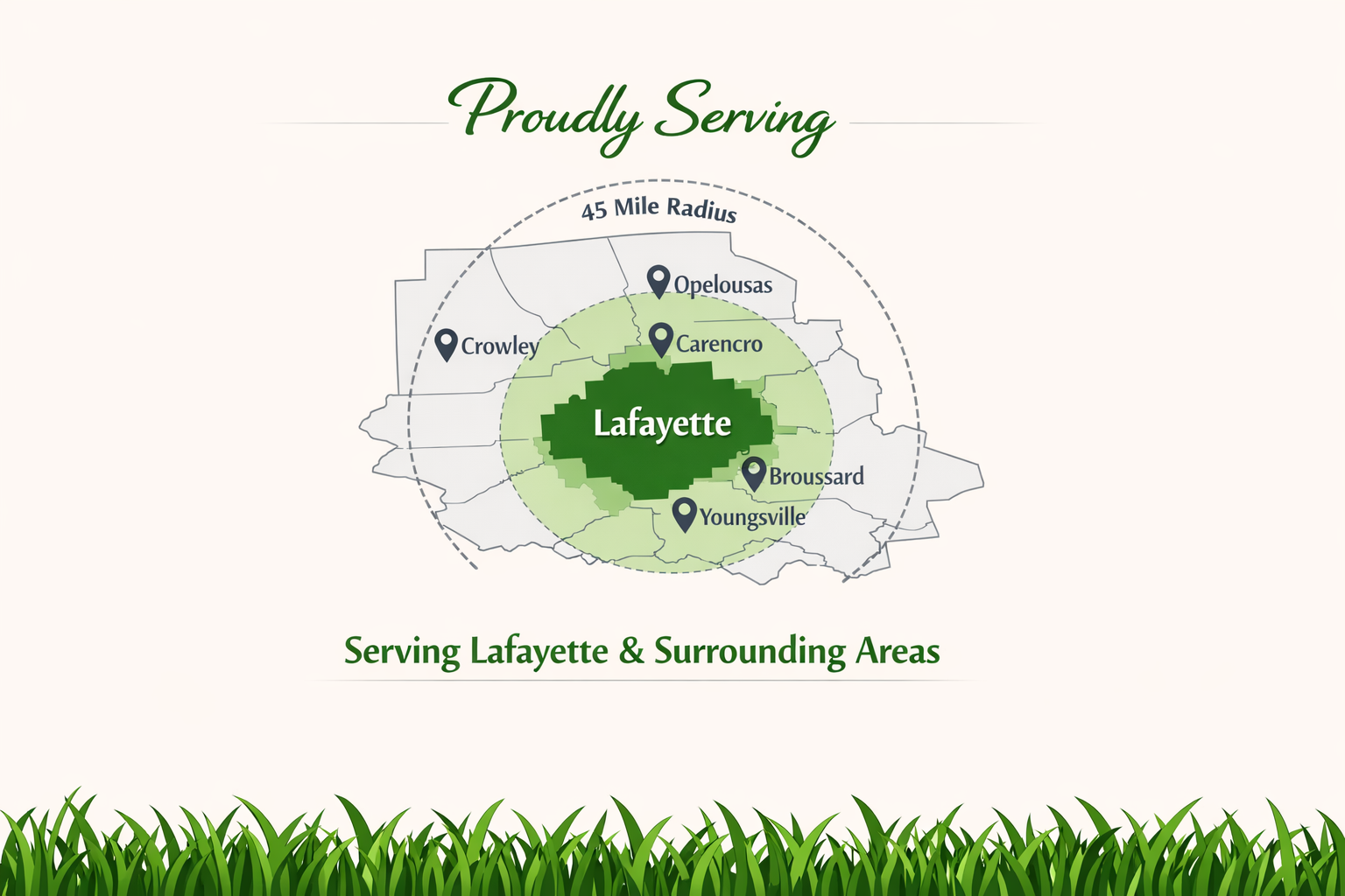 Serving Lafayette, 45 mile LA Map
