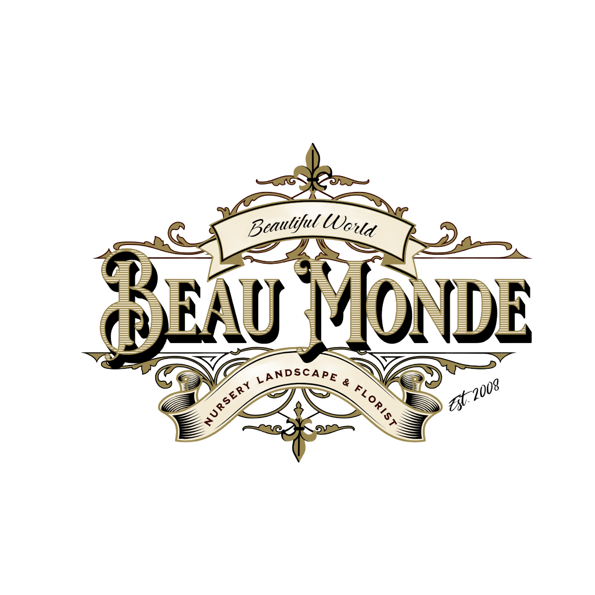 Beau Monde logo: ornamental text, 