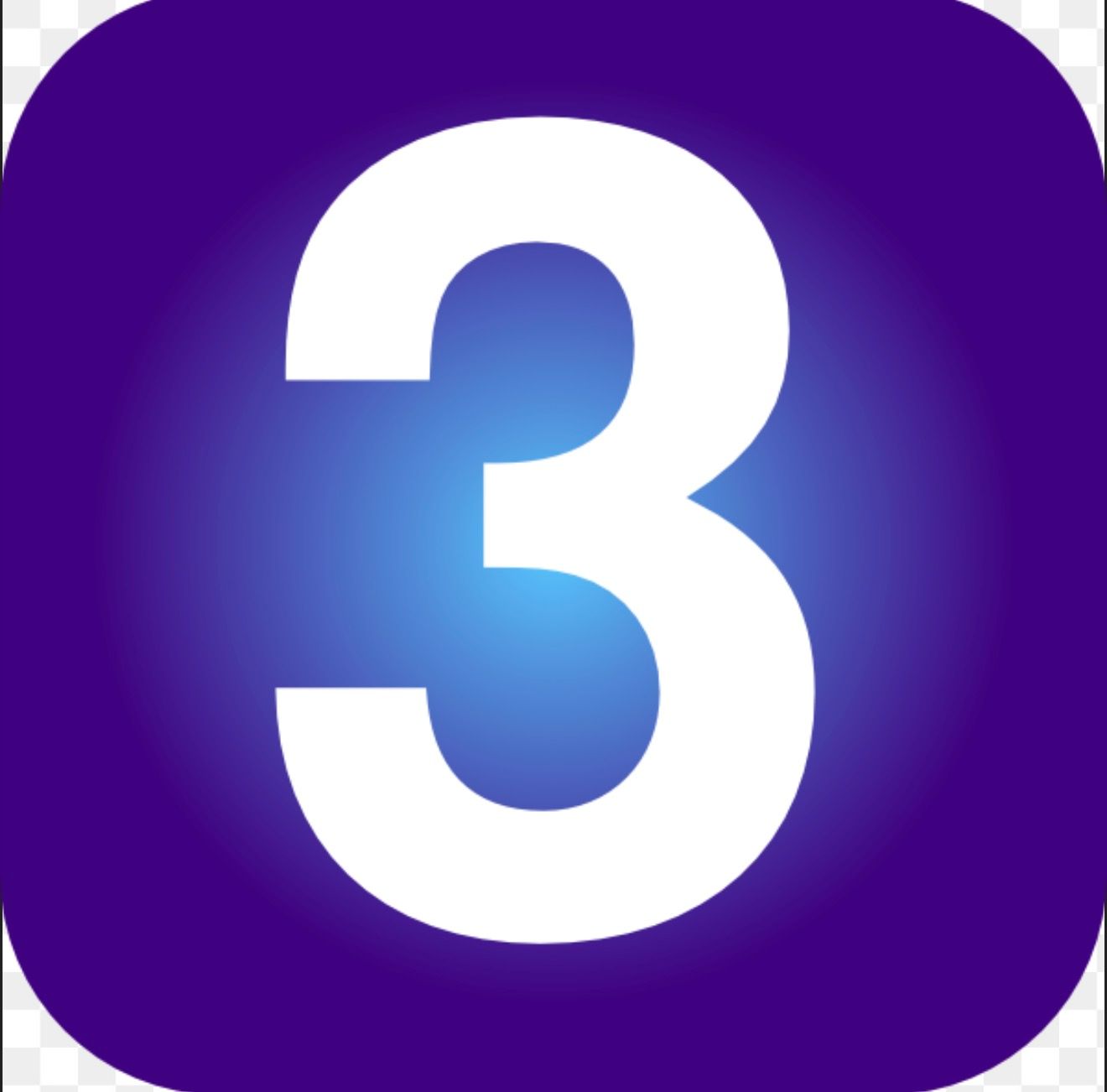 White number 3 inside a blue-purple rounded square.