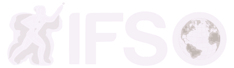 A white logo with a silhouette of a person and a globe.