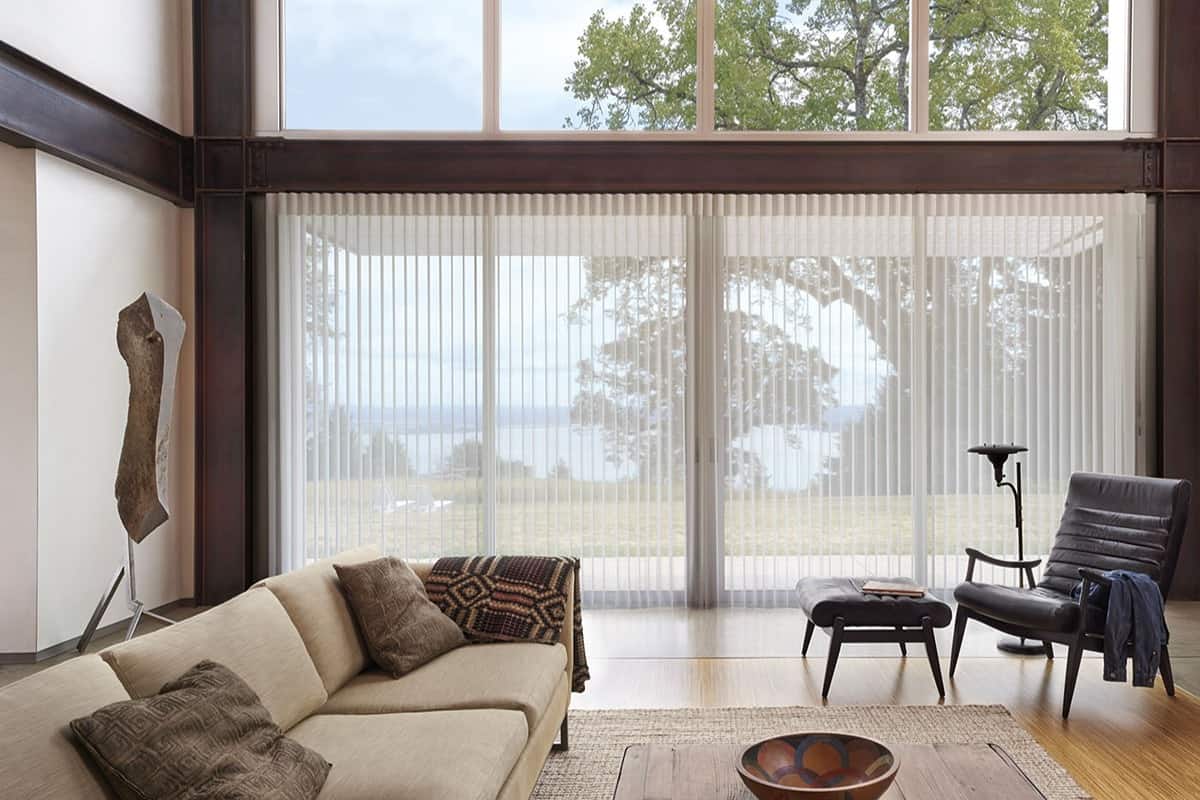 Brightly colored room with wood accents and layered window treatments near Elizabethtown, Kentucky (KY)