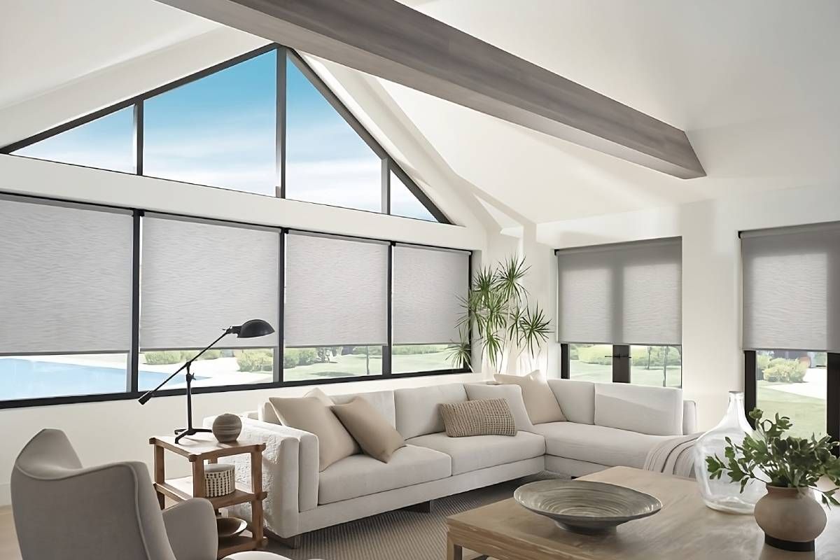 Custom solar shades blocking sunlight in a home near Elizabethtown, KY