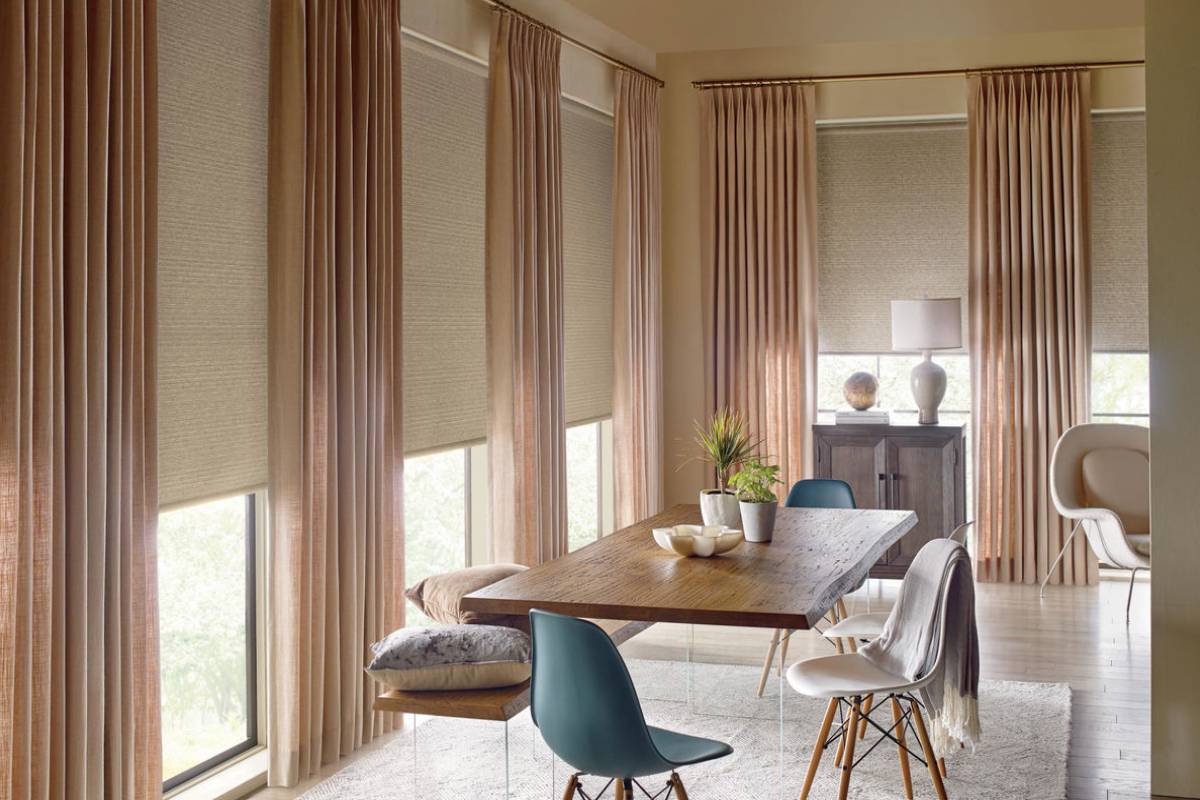 Hunter Douglas Design Studio™ Side Panels and Drapery with Designer Roller Shades near Elizabethtown, Kentucky (KY)