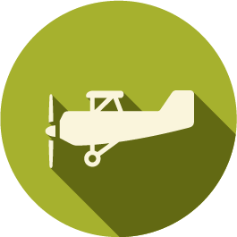 An icon of a small plane with a long shadow