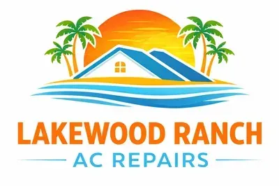 Lakewood Ranch AC Repairs logo with house, palm trees, and orange-blue text
