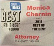 Best of the Bes Award — Culpeper, VA — Law Offices of Monica J Chernin