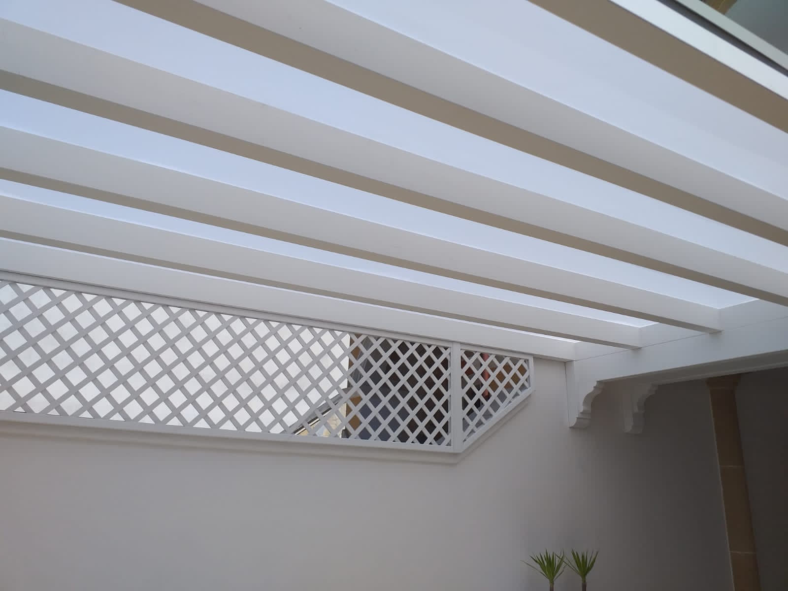 tetto in legno lamellare bianco