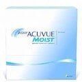 Acuvue Moist contact lens box in white and light blue packaging