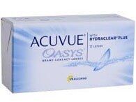 ACUVUE OASYS contact lens box in white and light blue packaging