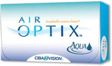 Air Optix Aqua contact lens box, white and blue with Ciba Vision logo