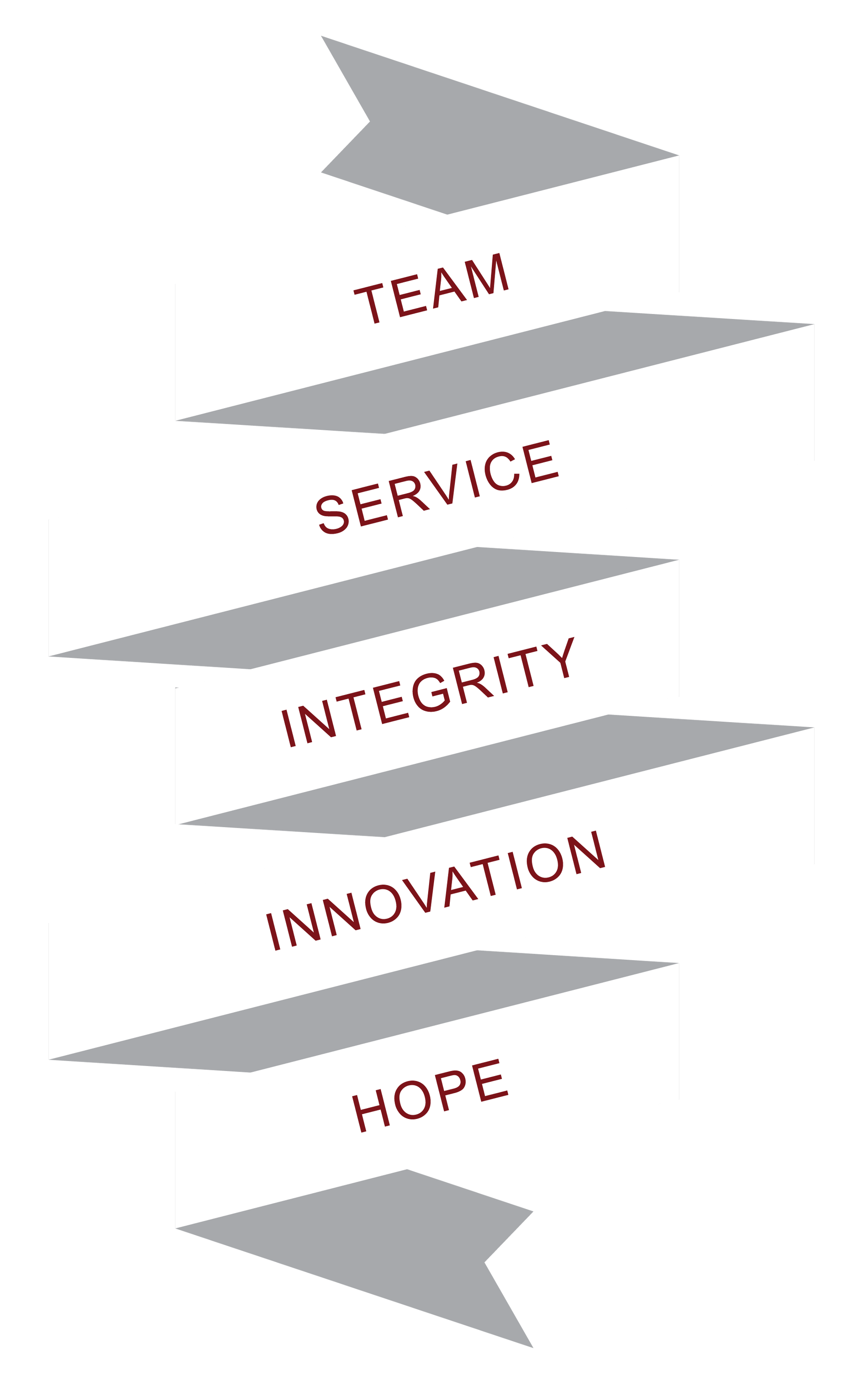 Team, Service, Integrity, Innovation, Hope flag