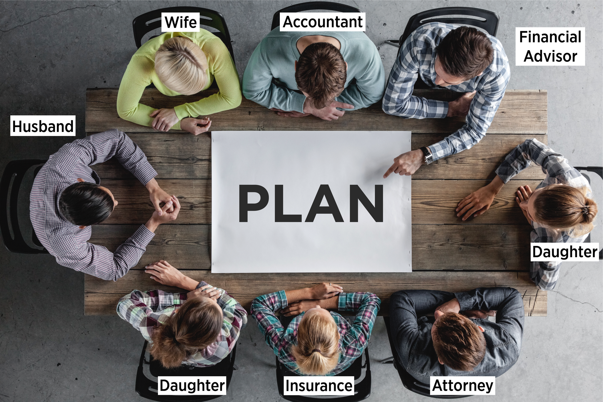 accountant, attorney, financial advisor & insurance agent creating a plan