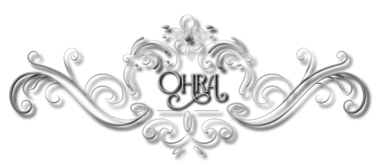 Dekoratives Element mit Schrift in der Mitte: OHRA.