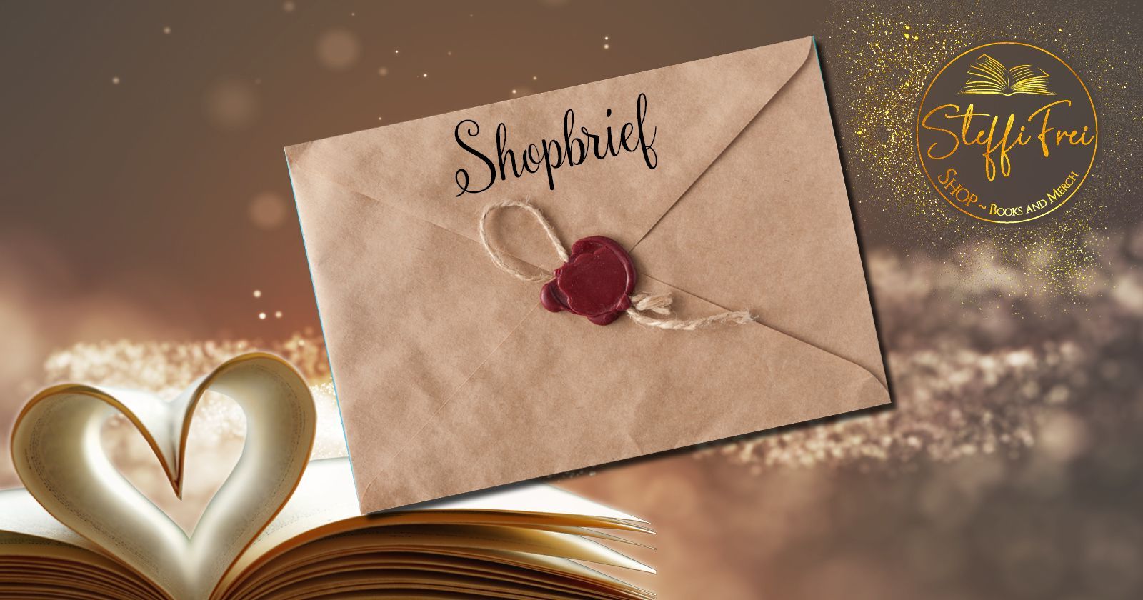 Bild von einem Brief und einem offenen Buch, dessen Seiten ein Herz bilden