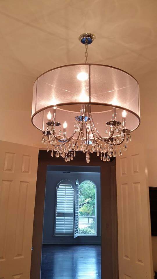 Fancy chandelier residential interior lighting installed