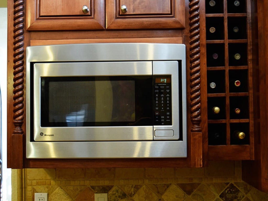 Custom Cabinet with Microwave and Wine Shelf — Imperial, CA — NS Construction