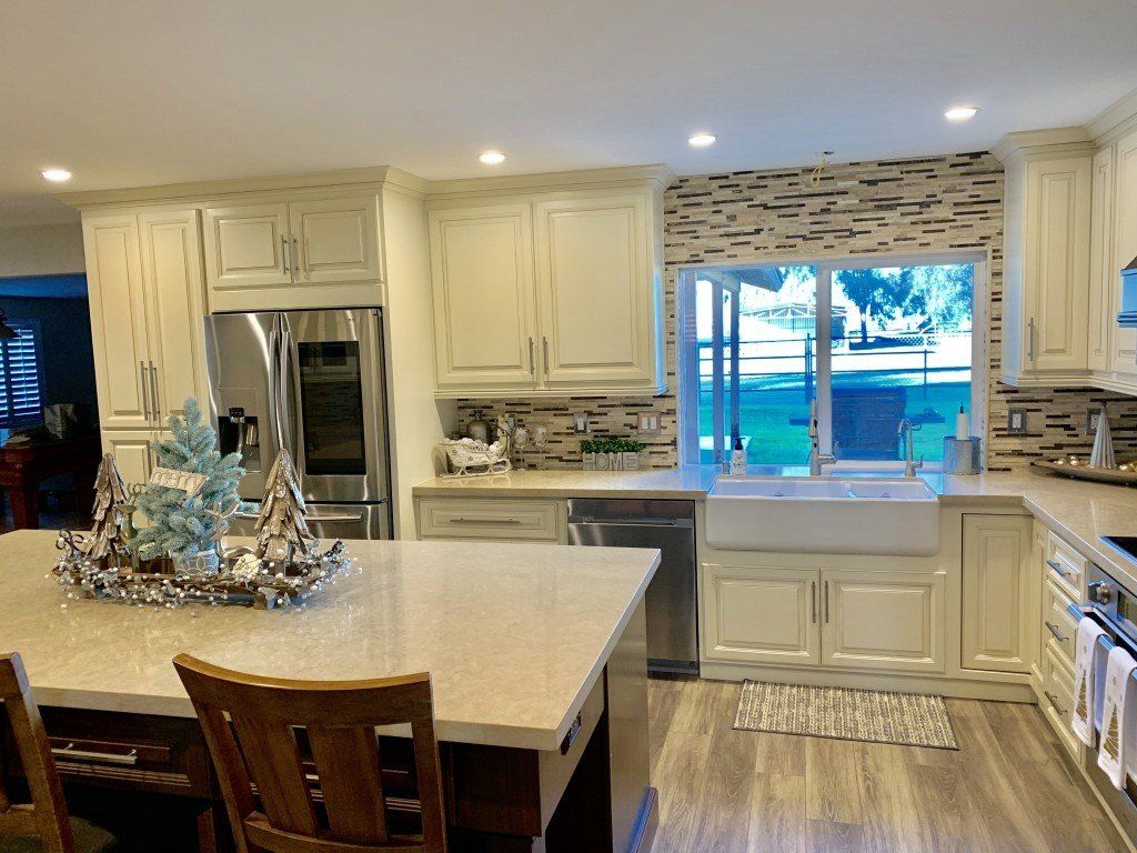 White Cabinets and White Ceramic Sink — Imperial, CA — NS Construction
