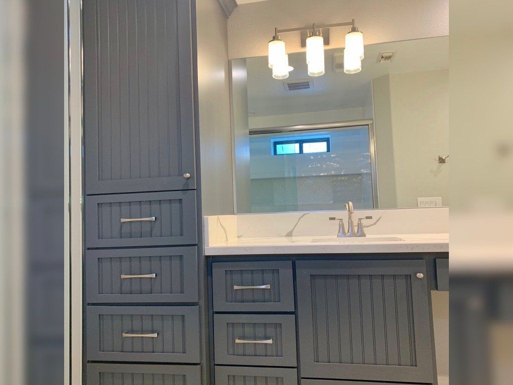 Blue Cabinet with Countertop — Imperial, CA — NS Construction